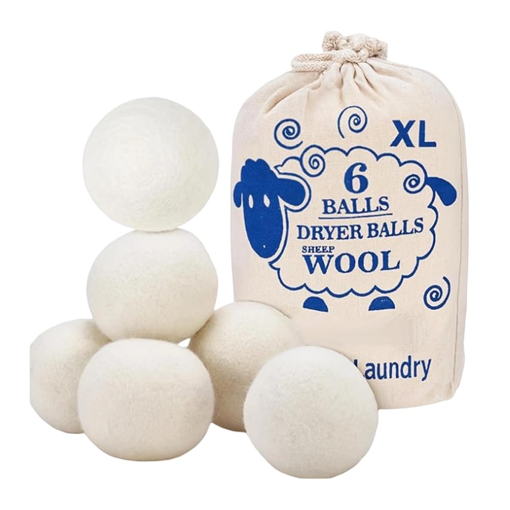 Hndhbfgrt 6pcs for Dryer Laundry Balls, Organic Wool for Dryer Balls, Reusable 6P Reducing Wrinkle Clothing for Dryer