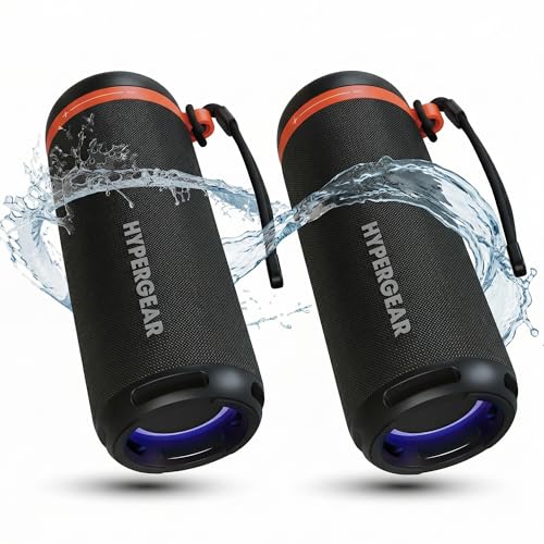Image of HyperGear SoundTower Bluetooth Portable Speakers, Bluetooth Wireless Pairing for Shower Speaker, Beach Audio Blue Tooth Speakers Outdoor, Loud Boosted Bass HD Sound BT5.4-2 Pack