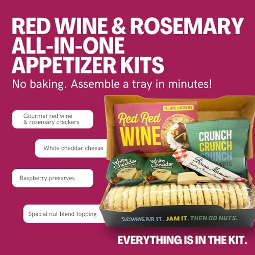 Crackerology Red Wine & Rosemary Gourmet Artisan Snack Kits, 20 Count Crackers Plus Toppings, Easy & Simple Ready-to-Eat, Appetizer For Charcuterie Boards & Party Platters - Large Kit, Single Pack - image 3
