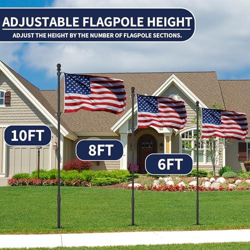 Iiope DZ-10FT-N-1P Flag Pole For Outside House,Resist Wind Reinforcement Patent,Larger Bottom Tube,Thick Rust-Proof In Ground Flagpole Kit thumb #5