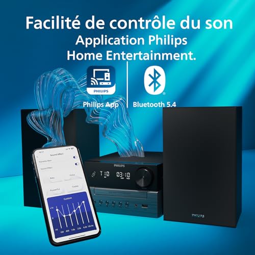 Microchaîne avec Enceintes bibliothèque Bass Reflex Philips Série 3000 TAM3505M2 Bluetooth DAB+/FM - vue 8