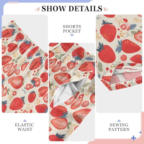 Hand Drawn Strawberry Long Pajama Pants Bottoms Soft Sleepwear with Pockets4