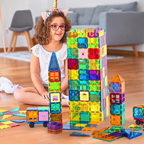 Anbalulu AN-0006 Magnetic Building Tiles, 134Pcs Large Magnet Building Set,Magnetic Blocks, 3D Stem Stacking Toys thumb #4