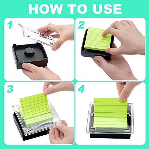 Pop Up Sticky Note Dispenser Sticky Note Holder Pop Up Note Dispenser Transparent Top for 3 x 3 Inch Sticky Notes School Office Home Store Black Base Clear Top (12) by AUECOOME - Image 2