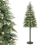 Decoway 6FT Artificial Christmas Tree with 250 Warm White Led Lights, Pre-Lit Xmas Tree with Realistic Bark for Indoor Outdoor Holiday Decor