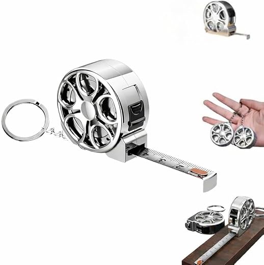 AYUOTOQi 1 Pc Retractable Stainless Steel Keychain with Measuring Tape, Durable Double Sided Scale Keychains, Waterproof A...