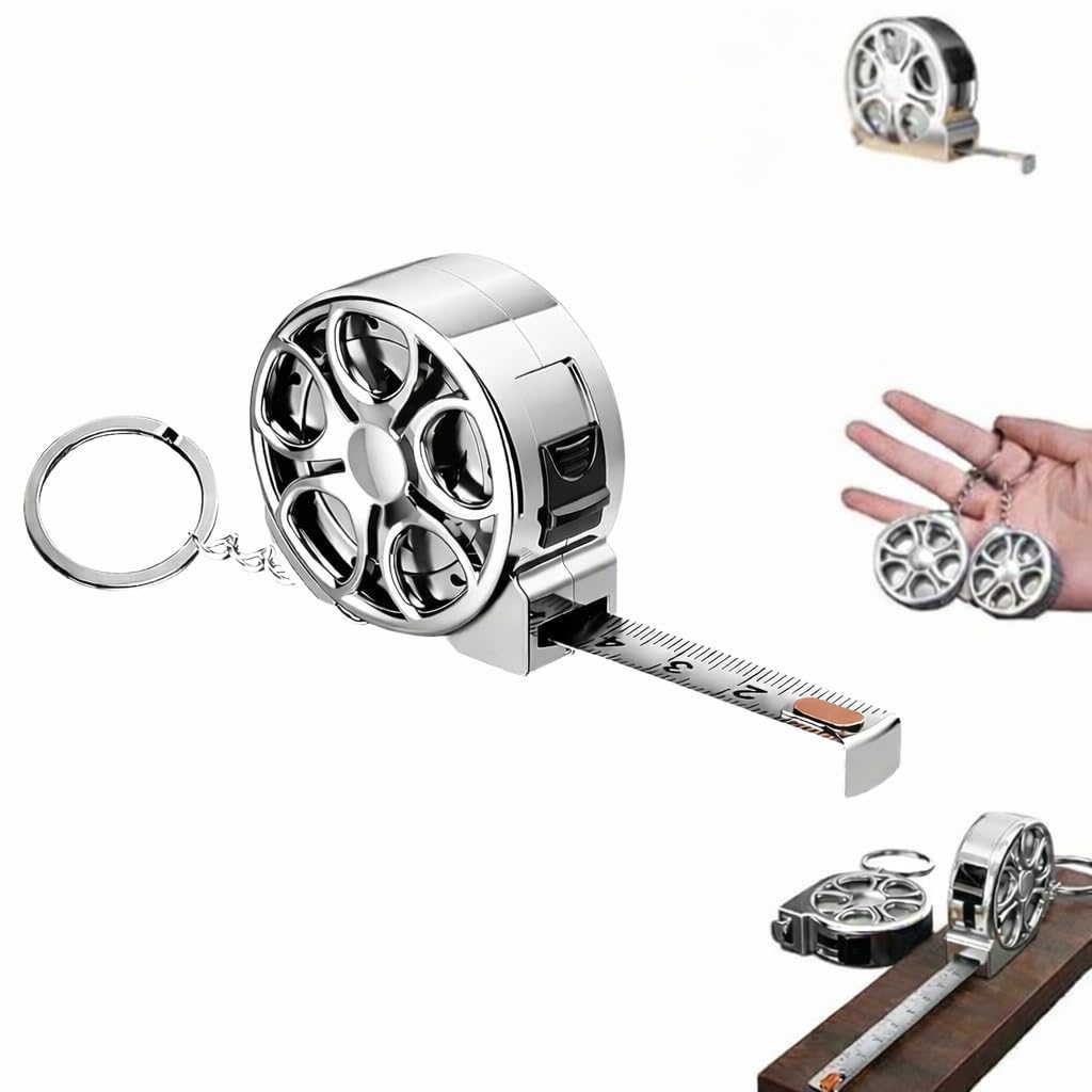 AYUOTOQi 1 Pc Retractable Stainless Steel Keychain with Measuring Tape, Durable Double Sided Scale Keychains, Waterproof A...