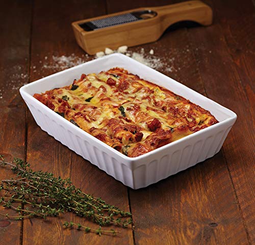 KitchenCraft World of Flavours Lasagne Dish, Cannelloni and Pasta Bakes, Stoneware, 30 x 21 cm, White