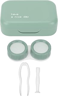 Contact Lens Container, Portable Contact Lens Soak Kit Contact Lens Box Small Mirror for Storage Contact Lenses(Green)