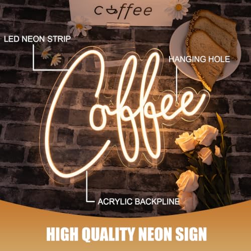 Image of Ineonlife Coffee Neon Sign, Coffee Bar Sign for Wall Decor, Led Neon Light Up Signs for Cafe Shop Station Kitchen Corner Club Store Window Decor Party Gifts (15.9 inchx11.8 inch)