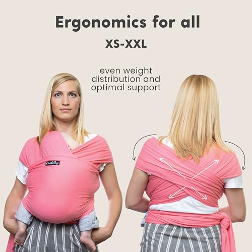 Image of Cuddlebug Baby Wrap Carrier, Soft Stretchy Newborn Sling, 7-35 lbs, Pink | Breathable Fabric, Hands-Free Baby Wearing Wrap, Hip-Healthy support with Gentle Stretch that hugs from day one.