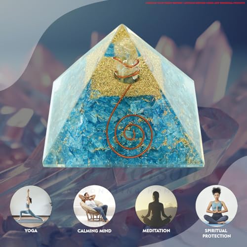 Image of Turquoise Crystal Pyramid (2 Inch) | Feng Shui & Vastu Correction | Crystal Pyramid for Positive Energy, Health, Good Luck | | Home & Office Decor | Gift |