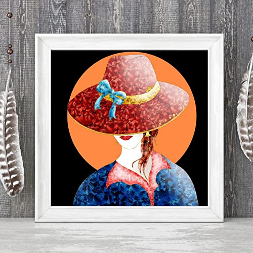 Chapeau Figure Toile Peinture Abstrait Sexy sans Cadre Format Carré 50x50