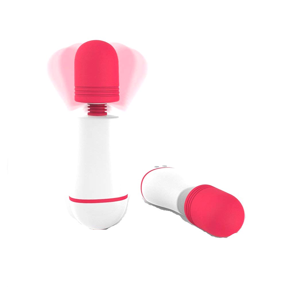 Therapeutic Vibrating Wand Massager - Magnetic Port Rechargeable Waterproof Silicone 8 Vibration Modes Handheld Wand Quiet Yet Body Massage for Women, Ladies or Couples (Red)