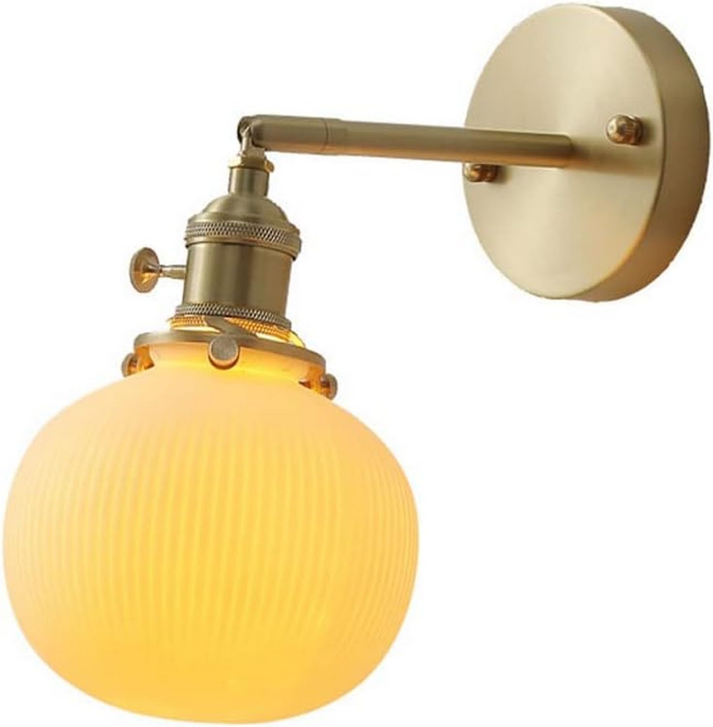 HPTHLY Wall Light Japanese Brushed Brass Adjustable Wall Sconce White Ceramic Shade E27 1-Light Wall Lamps Study Reading Wall Lighting Bedroom Bedside Wall (D)