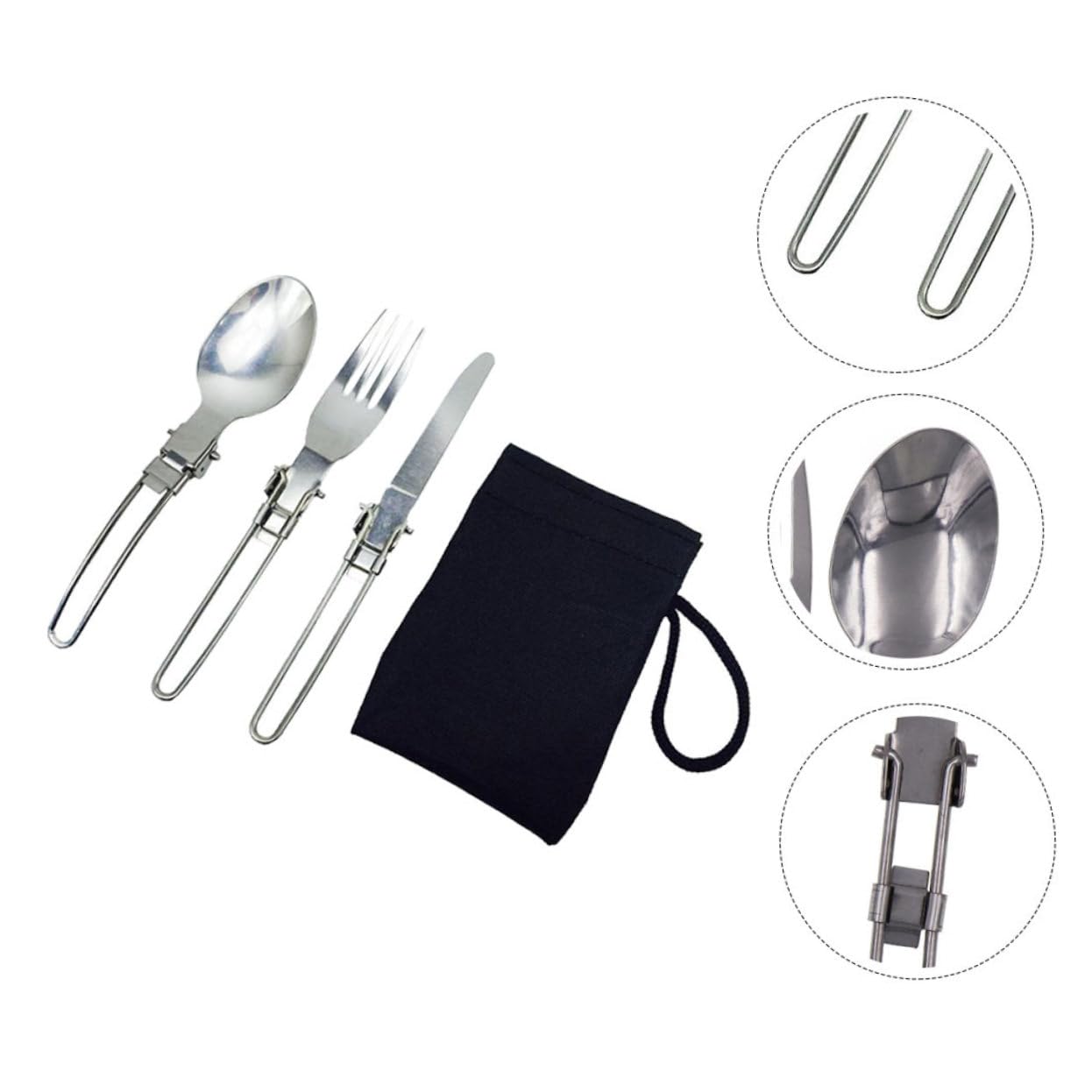 Kisangel 4 Set Utensili Pieghevoli Inossidabile Forchette e Cucchiai per Picnic e Attività