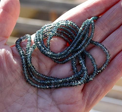 Perles saphir Songea bleu vert rondelle facettée 3mm pour création de bijoux