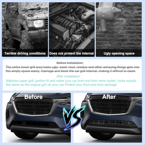Image of CDEFG 2Pcs for 2025 2026 Mazda CX-90 Front Grill Mesh Inserts Trims | Front Bottom Grille Guard for 2026 Mazda CX90 (Turbo /Turbo S / PHEV) Car Exterior Accessories ABS Material