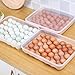 Deviled Egg Containers with Lid, Clear Plastic Egg Holder for Refrigerator Stackable Plastic Eggs Platter 34 Eggs Anti-slip Tray for Protect and Keep Fresh Transparent