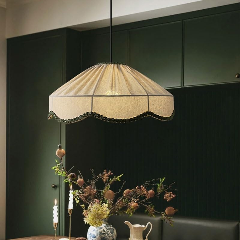 Lampe Suspendue E27 crème style français pour chambre - 4