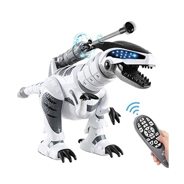 fisca RC Dinosaurier Robot, Ferngesteuerter Roboter Dinosaurier Tier Spielzeug mit Programmierung Gehen Musik Geschenk für Jungs Mädchen Kinder Interaktives Spielzeug Geschenk für Jungen Mädchen