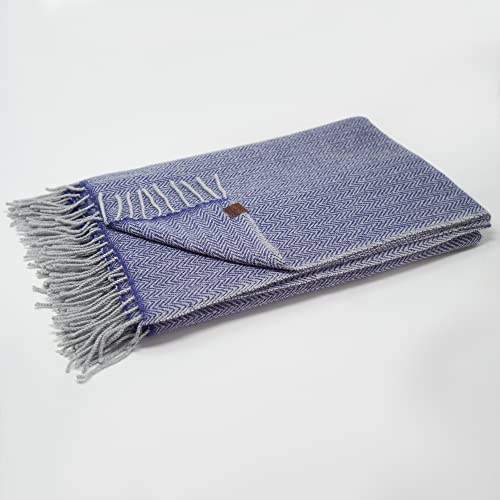 Borges & Scott Signature 100% Cashmere - Blanket Throw - Ocean HB, Blue, Single 160x140cm - Image 3