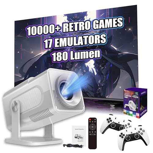 HCS350 MAX Portable Wireless Projector with WIFI & Bluetooth, Game Console Built in 10000+ Game...