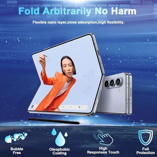 Image of [2Set 6PCS] Screen Protector Compatible with Galaxy Z Fold 5 5G, 2 Inner TPU Films + 2 Outer Tempered Glass + 2 Camera Lens Protectors, High Clarity, Anti-Shatter
