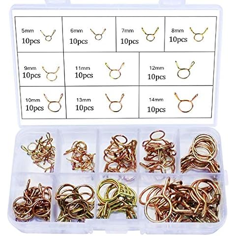 100PCS Fuel Line Hose Clips Water Pipe Air Tube Silicone Vacuum Hose Clamp Fastener 5mm, 6mm, 7mm,8mm, 9mm, 10mm, 11mm, 12mm, 13mm, 14mm Cover