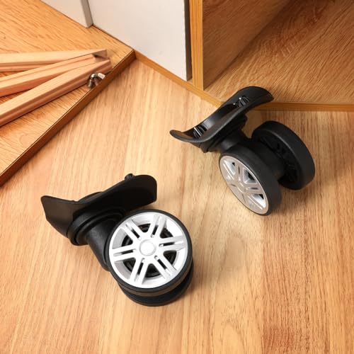 Kisangel 4 Pcs Luggage Wheels Replacement, Universal Suitcase Wheels with Silent Dual-Row Design, Heavy Duty Abs Trolley Casters, Easy to Install, 4.33 X 3.85 X 2.36 Inch, Black4