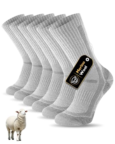 SockWaddles Merino Wandersocken Herren Damen, Atmungsaktiv Outdoor Socken Trekkingsocken, Gepolstert Sportsocken Anti-Blasen Laufsocken Merinowolle Arbeitssocken 3 Paar SockWaddles Merino Wandersocken Herren Damen, Atmungsaktiv Outdoor Socken Trekkingsocken, Gepolstert Sportsocken Anti-Blasen Laufsocken Merinowolle Arbeitssocken 3 Paar