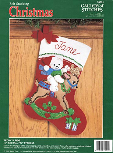 Kit chaussette en feutre Bucilla Teddy's Ride loisir créatif Noël