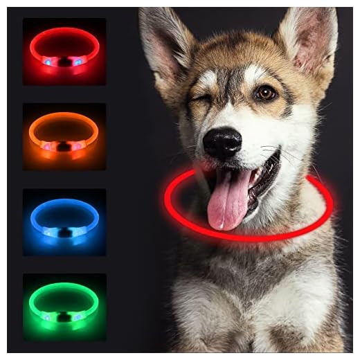 SONNIG LED Collar Luminoso Perro, Collar Perro Luminoso Recargable y Ajustable con 3 Modos de Luz, Seguro para Perros Pequeños, Medianos y Grandes por la Noche, Rojo