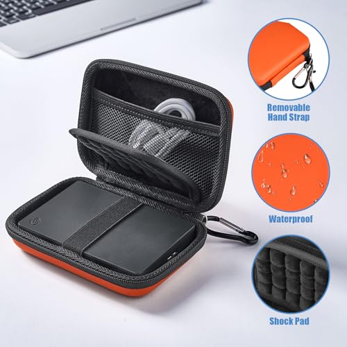 Image of ProCase External Hard Drive Travel Case for 2.5 inch HDD /SSD -Orange | Fits Seagate Portable, Samsung T9, WD Elements, My Passport, Toshiba Canvio Basics, 1TB-5TB Drives, USB 3.0 HDD /SSD Storage