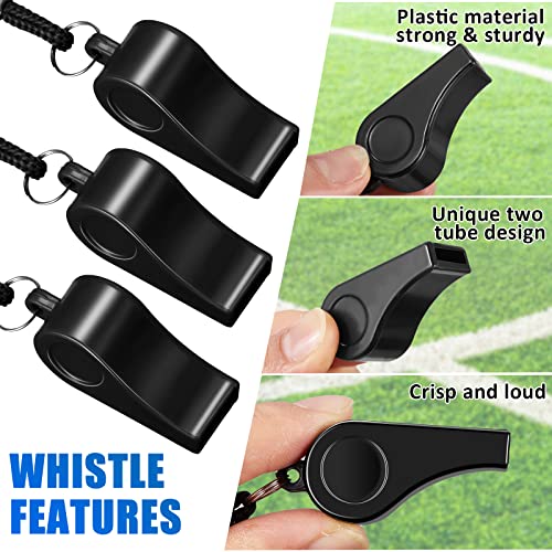 Flutesan 24 piezas silbatos al por mayor con cordón color negro silbatos para entrenamiento deportivos sonido fuerte y nítido para entrenadores árbitros oficiales de emergencia miniatura 4