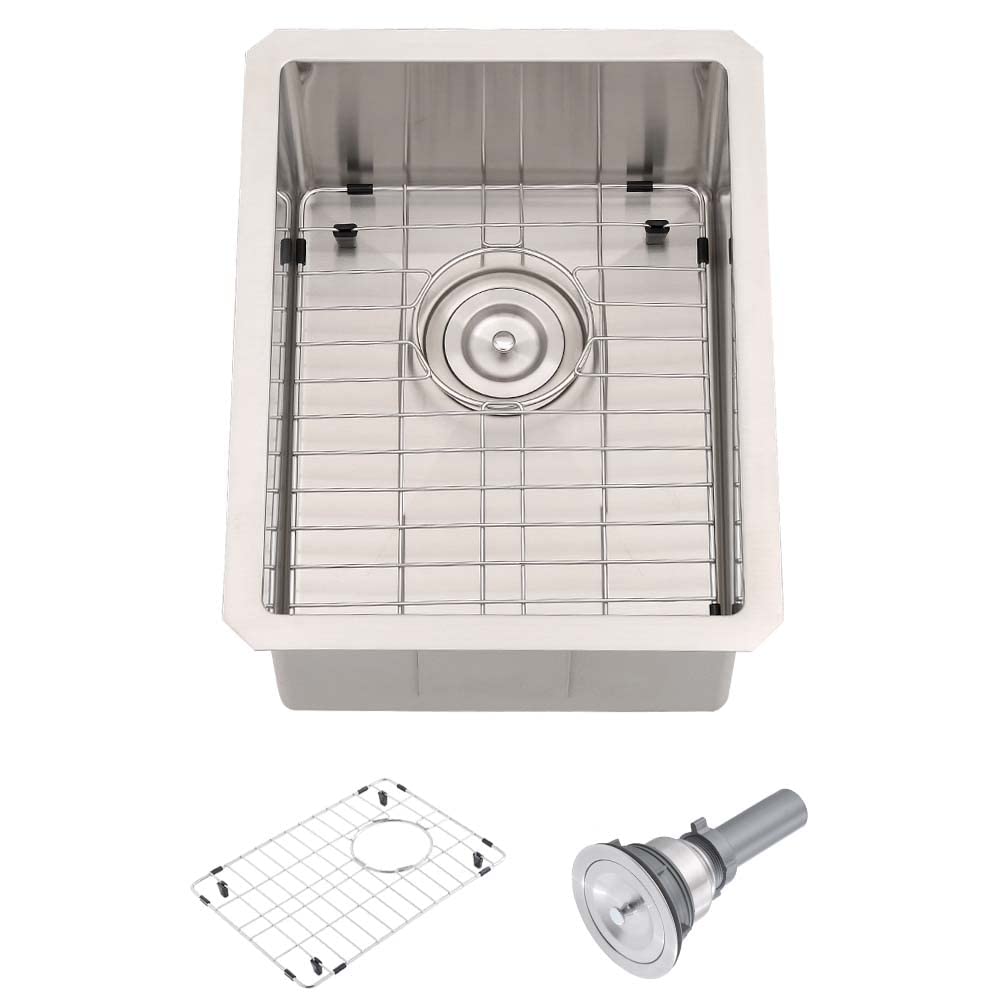 12 Inch Stainless Steel Undermount Bar Sink-Wesilv 12x16 Inch Bar Sink Undermount Small Wet Bar Prep Rv Sink 16 Gauge Single Bowl Outdoor Bar Sink with Bottom Grid and Basket Drain Strainer