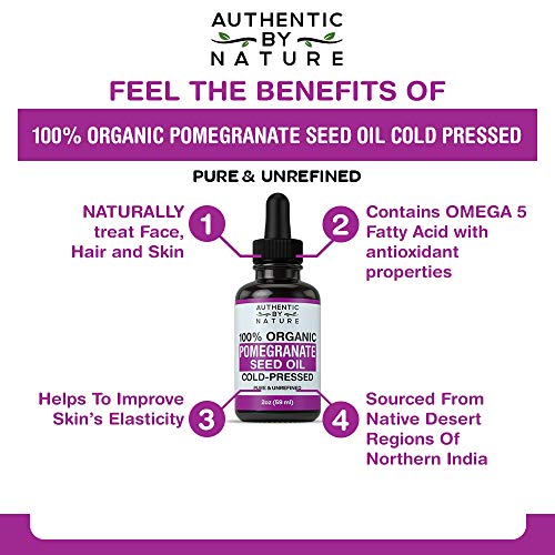 Organic Pomegranate Seed Oil. 100% Pure Unrefined Cold Pressed Essential Oil. Unclog Pores, Remove Dirt, Acne From Skin. Nourishes Hair And Scalp. Natural Antioxidant Moisturizer For Men And Women 2Oz #TOP4