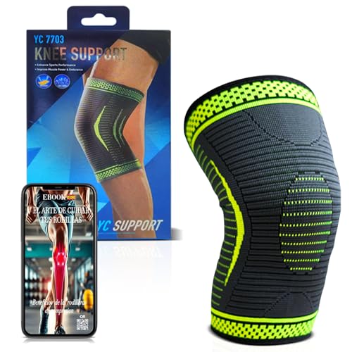 YC 7703 Rodillera para Menisco y Ligamento - Rodillera Deportiva Elastica de Compresión Transpirable para Artritis, Tendinitis y Entrenamiento - Talla Unica