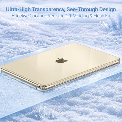 Image of MOSISO Compatible with MacBook Air 13 inch Case M5 2026 M4 2025 M3 M2 2024-2022 A3449 A3240 A3113 A2681, Hard Shell&Keyboard Cover&Screen Film&Type C for MacBook Air 13.6 inch Case, Crystal Starlight