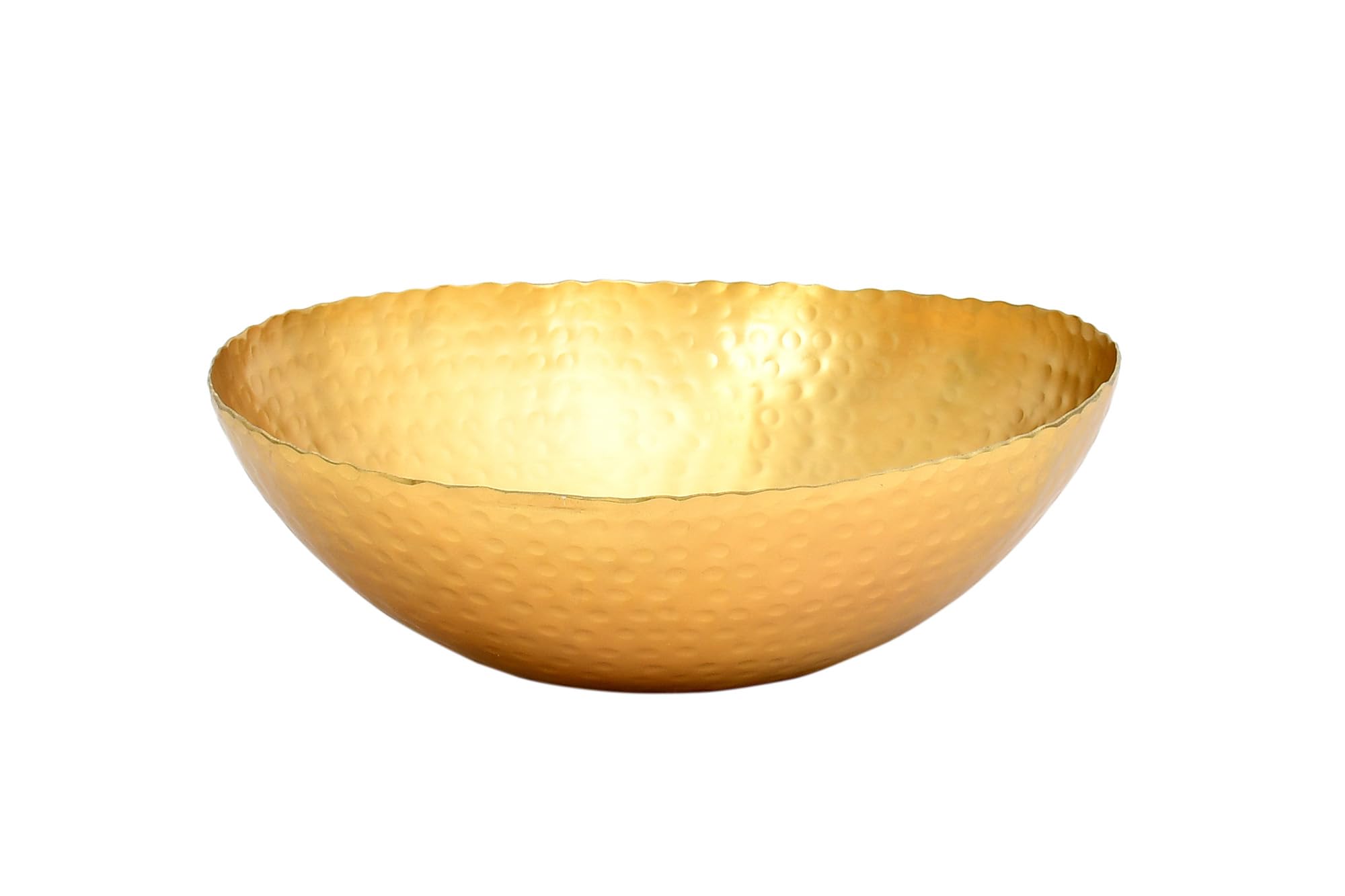 IHI EST. 1986India Handicrafts 16361 Oval Hammered Gold Tone 14 Inch Aluminum Decorative Serving Bowl