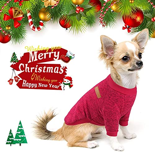 Idepet Pet Dog Classic Knitwear Sweater, Fleece Coat For Small,Medium Dog,Warm Pet Dog Cat Clothespuppy Customes (Xs, Winered) #TOP4