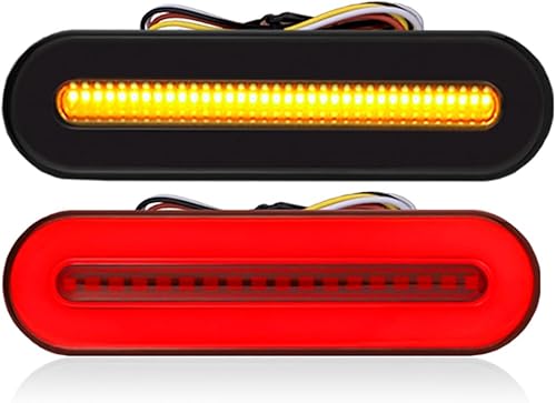 Miniatura 4 de FXC 2 luces traseras de freno LED ovaladas de 5 pulgadas con lente ahumada, montaje en superficie, impermeable, flujo secuencial, luces de remolque,