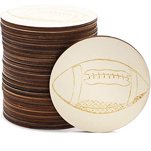 Juvale Unfinished Football Wood Drink Coasters for Game Day (24 Pack)