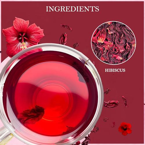 Image of Tealeaf & Co. Hibiscus Tea with Hibiscus Flowers Extract - Pure Herbal Tea Bags Blended with Fresh Herbs - Flavored Herbal Blend - Low Caffeine - Gluten Free - 50 Teabags