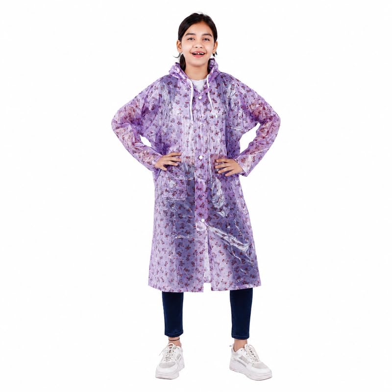 Image of Aristocrat Kids Humpty Dumpty Waterproof Raincoat with Hood | Knee Length Rainwear for Boys & Girls | Regular Fit Rain Jacket with Two Front Pockets | All-Weather Protection Rainwear