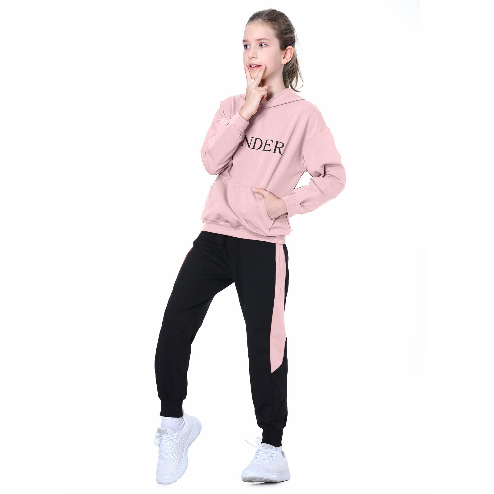 Survêtement Ensemble Fille Costumne Sport Jogging Sweat-Shirt Encapuchonné Pull + Pantalon de Sport Hoodies 2 Pièces Vêtement d'automne Printemps