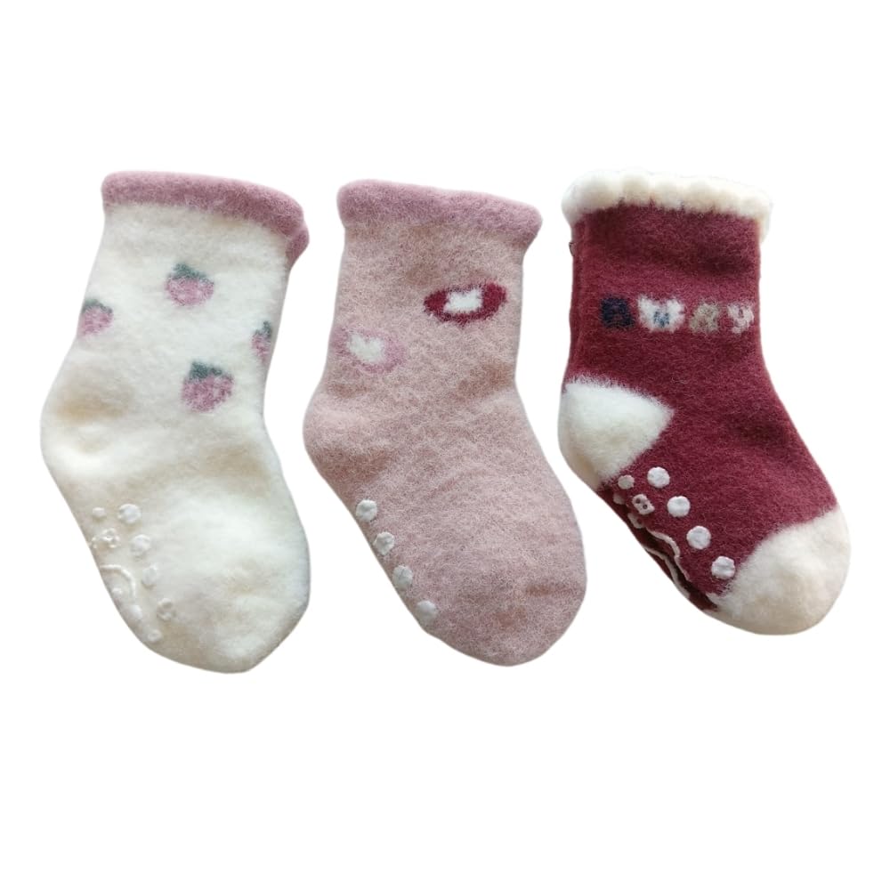 cdeck Baby Rabbit Wool Anti-Skid Socks | Soft, Warm Winter Socks for Baby Boys & Girls | Unisex, Cozy Ankle-Length with Cute Designs | Pack of 3 Pairs-picture-35
