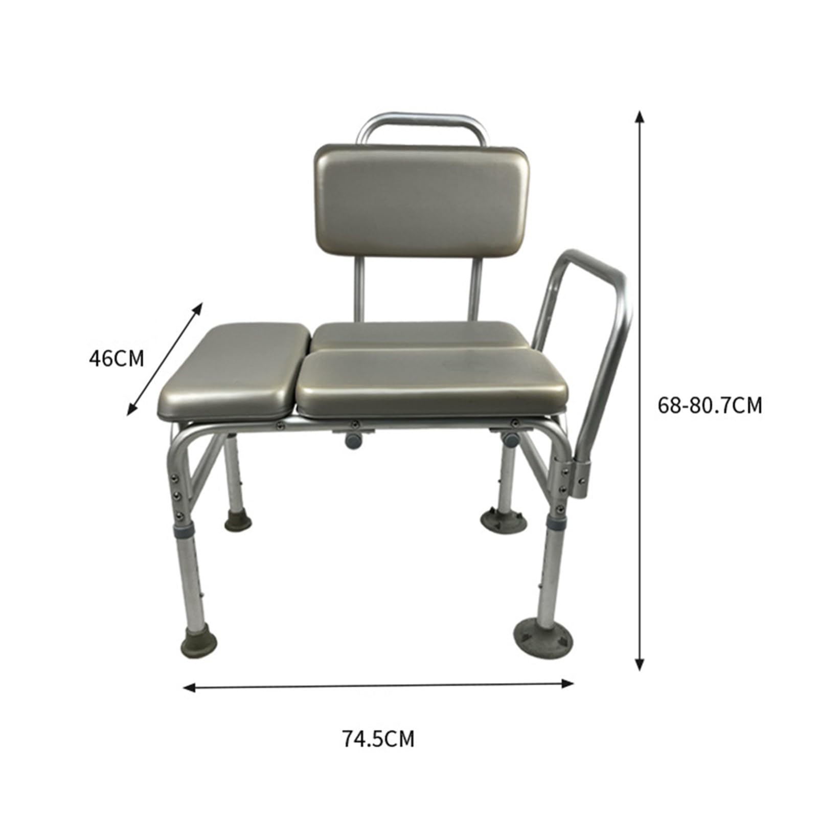 Asiento Banco de Bañera Adulto,Taburete de Ducha Silla de Ducha con Reposabrazos y Respaldo Asiento de Ducha Antideslizante Regulable en Altura para Personas Mayores,hasta 120 kg