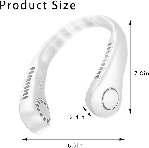 Miniatura 2 de Ventilador de cuello portátil, ventilador personal recargable por USB, funciona con batería de 3000 mAh, ajuste de 3 velocidades, ultra silencioso,