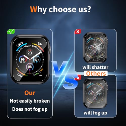 Image of 2 Pack Case for Apple Watch Screen Protector SE 3(2025) SE 2 /SE /Series 4 5 6 44mm with Tempered Glass | Slim Guard Bumper | Full Coverage Hard PC Protective Cover | Compatible iWatch 44mm